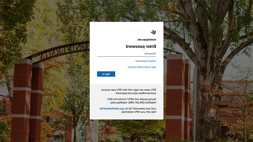 SPU SSO login screen where you enter your SPU credentials